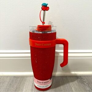 JUICY COUTURE BLING Tumbler RED Rhinestone HOT&COLD Cherry LIMITED Edition 40oz